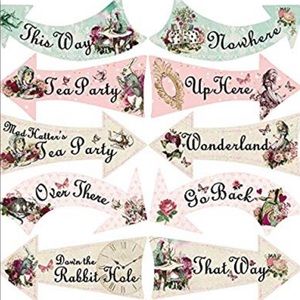 Brand new never open Alice in wonderland signs